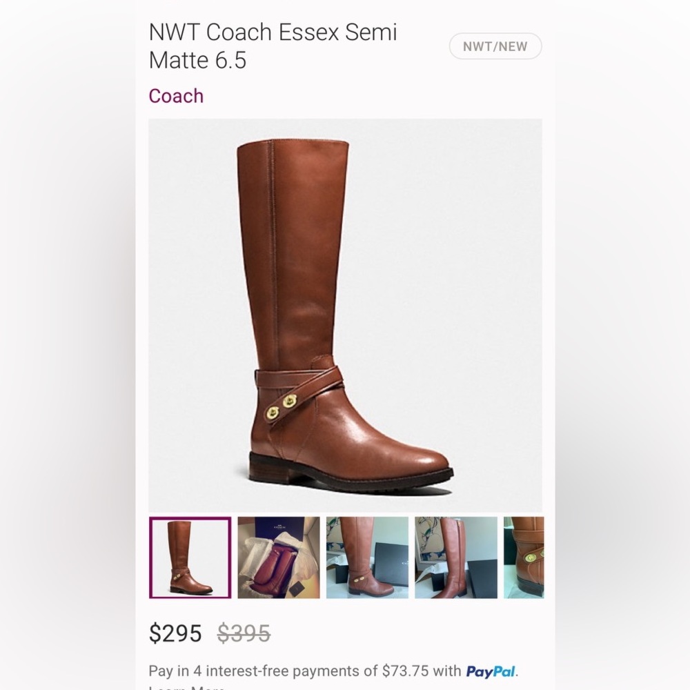 Coach women’s boots, ESSEX SEMI MATTE CALF DARK SADDLE - Picture 8 of 10